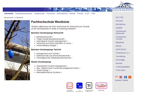 Westküste University of Applied Sciences Website
