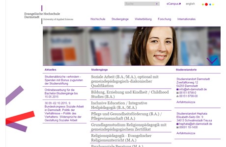 Protestant University of Applied Sciences in Darmstadt Website