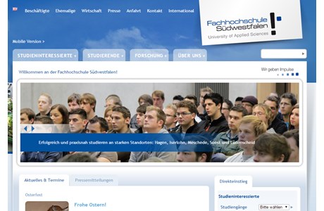 Southern Westphalia University of Applied Sciences Website