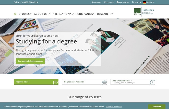 BBW University of Applied Sciences Website