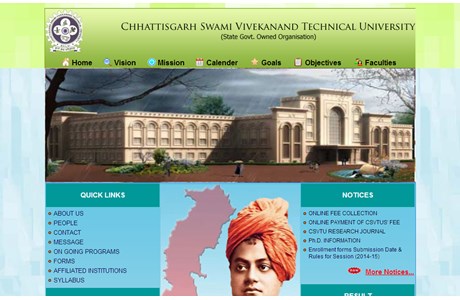 Chhattisgarh Swami Vivekananda Technical University Website