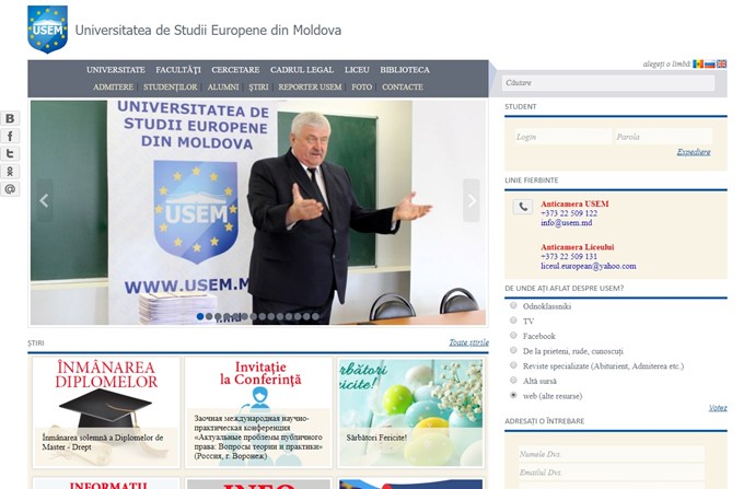 Universitatea de Studii Europene din Moldova Website