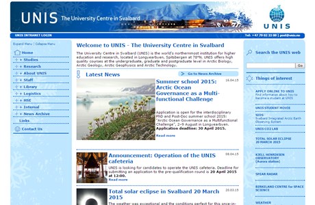 The University Centre in Svalbard Website