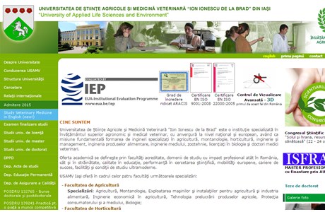 University of Agricultural Sciences and Veterinary Medicine, Iasi Website