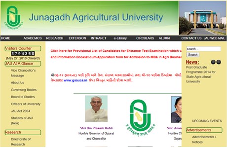 Junagadh Agricultural University Website