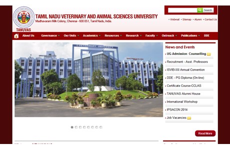 Tamil Nadu Veterinary and Animal Sciences University Website