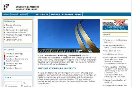 University of Fribourg Website