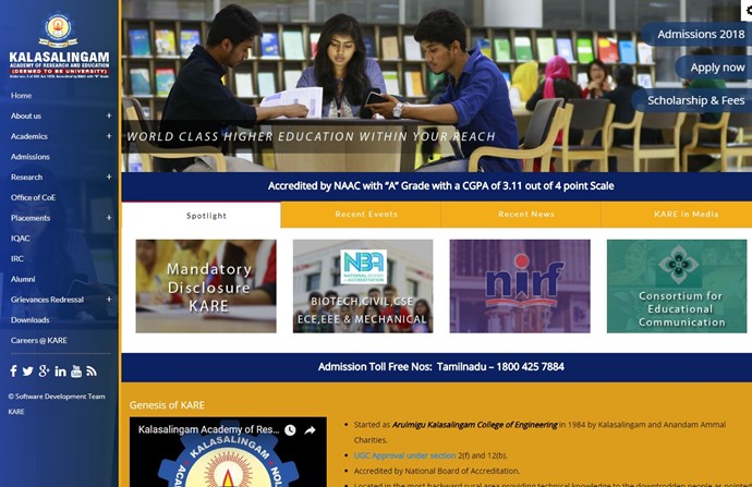 Kalasalingam University Website