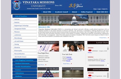Vinayaka Missions University Website