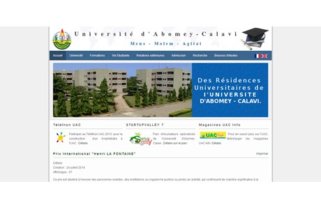 University of Abomey-Calavi Website