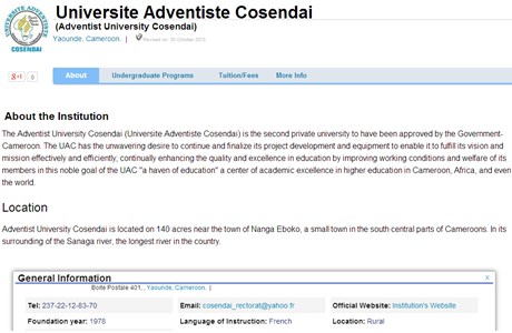Cosendai Adventist University Website