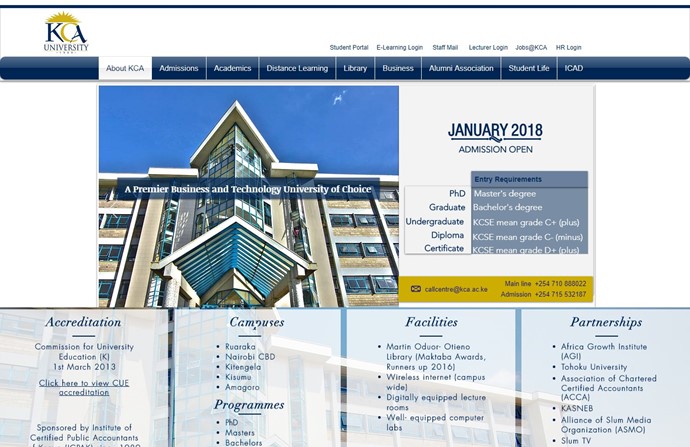 KCA University Website