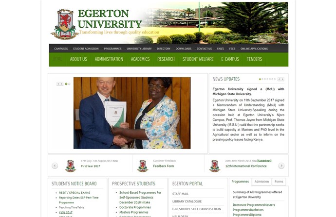 Egerton University Website