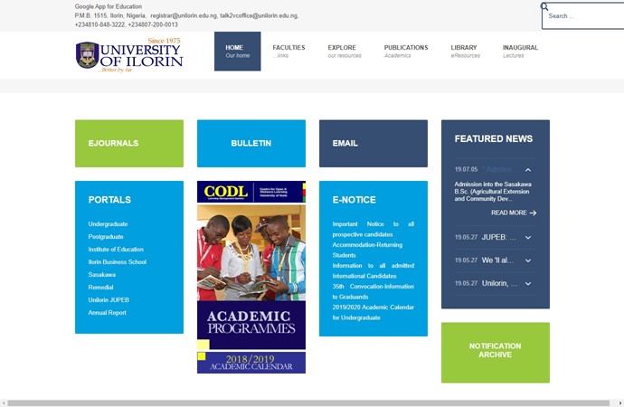 University of Ilorin Website