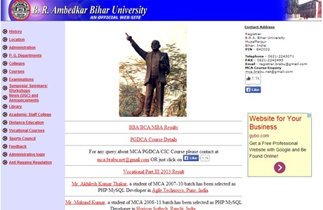 B R Ambedkar Bihar University Website
