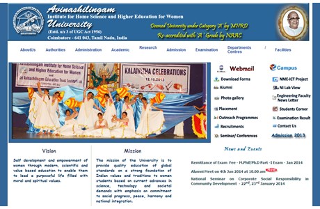 Avinashilingam University for Women Website