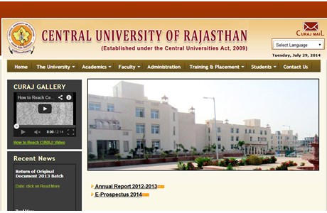 Central University of Rajasthan Website
