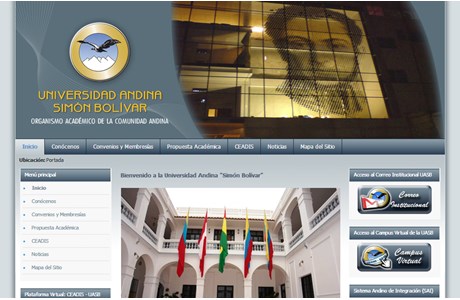 Simón Bolívar Andean University Website