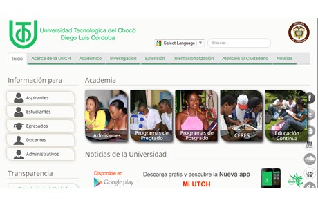 Technological University of Chocó Website