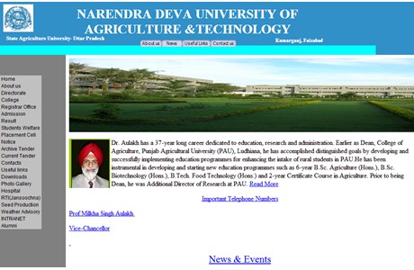 Narendra Dev University of Agriculture and Technology Website