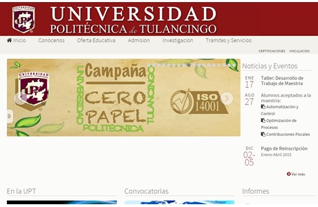 Universidad Politécnica de Tulancingo Website