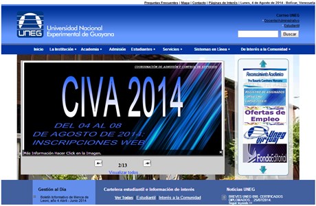 National Experimental University of Guayana, Puerto Ordaz Website