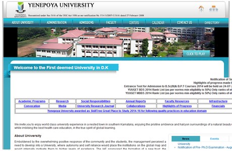 Yenepoya University Website