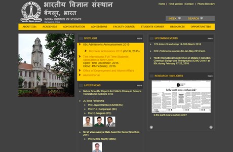 Indian Institute of Science Website