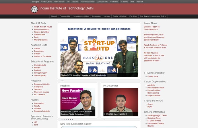 Indian Institute of Technology Delhi Website