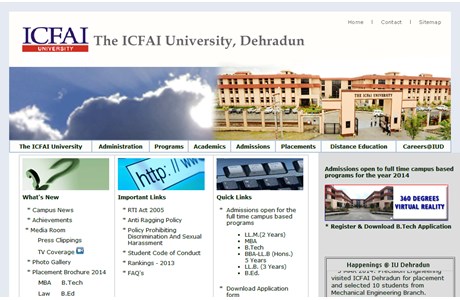 ICFAI University, Dehradun Website