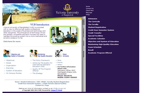 Victoria University of Bangladesh Website