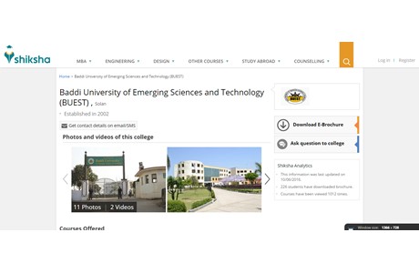 Baddi University of Emerging Sciences and Technologies Website
