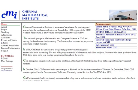 Chennai Mathematical Institute Website