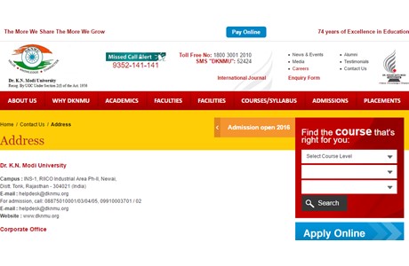 Dr K.N. Modi University Website