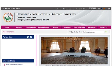 Hemwati Nandan Bahuguna Garhwal University Website