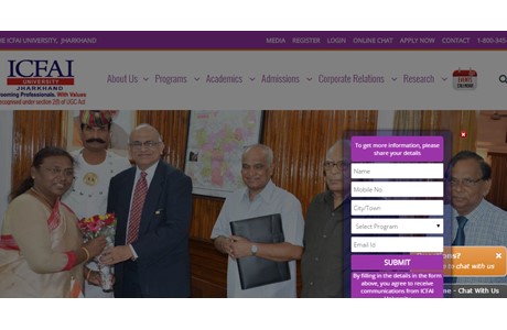 ICFAI University, Jharkhand Website