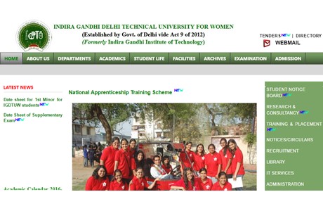 Indira Gandhi Delhi Technical University for Women Website