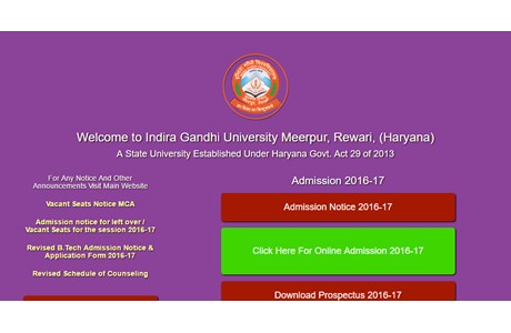 Indira Gandhi University, Meerpur Website