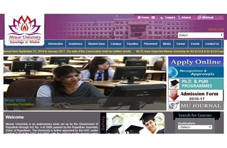 Mewar University Website