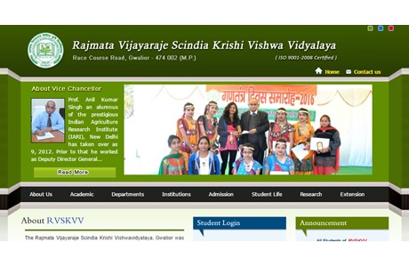 Rajmata Vijayaraje Scindia Krishi Vishwavidyalaya Website