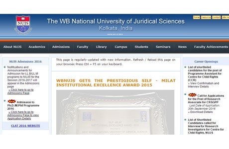 The West Bengal National University of Juridical Sciences Website