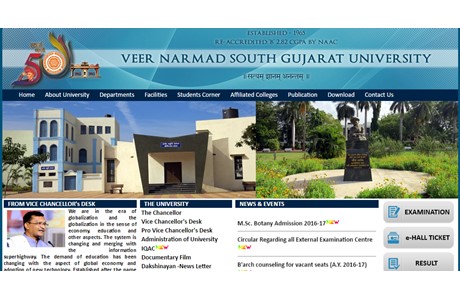 Veer Narmad South Gujarat University Website