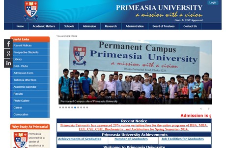 Primeasia University Website