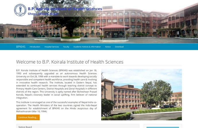 B.P. Koirala Institute of Health Sciences Website