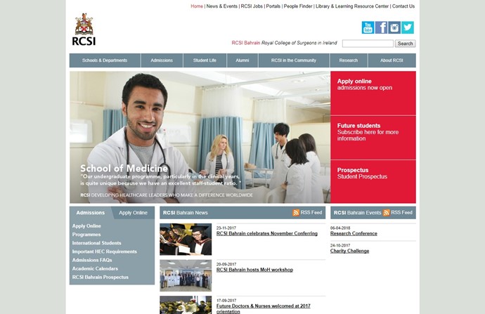 Royal College of Surgeons in Ireland Bahrain Website