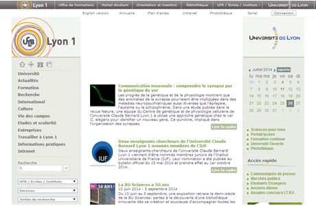 Claude Bernard University Lyon 1 Website