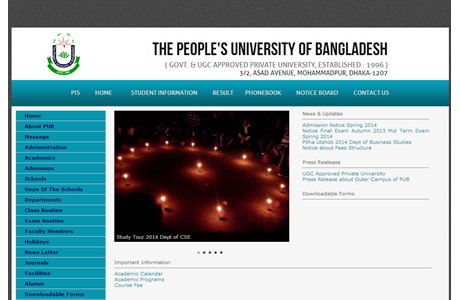 The People's University of Bangladesh Website