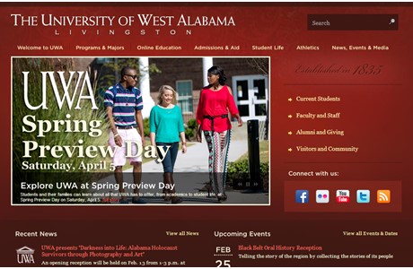 University of West Alabama Website